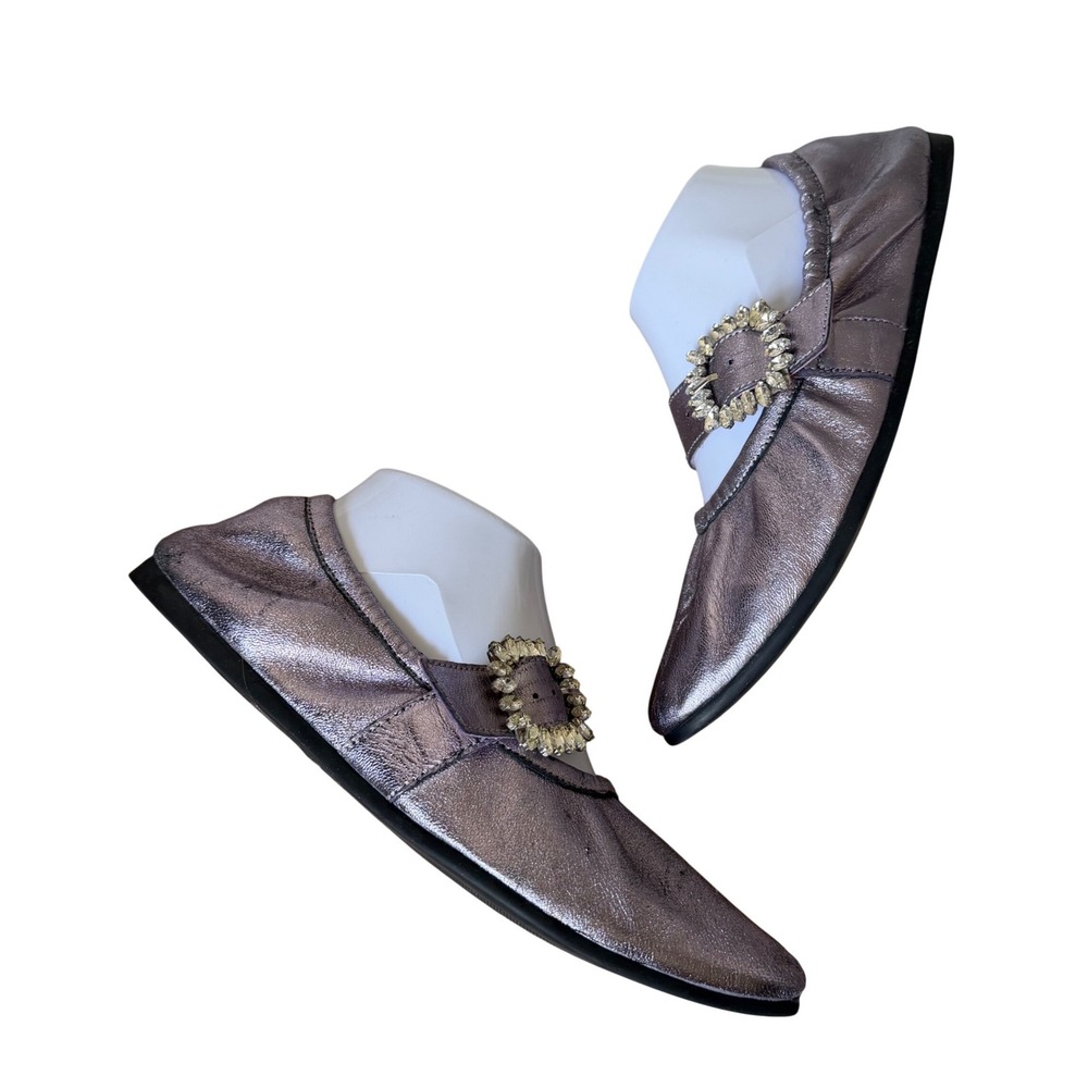 Free People Ballet Flats Ursa Gemini Mary Jane Metallic Lavender Purple 10 - Picture 3 of 11